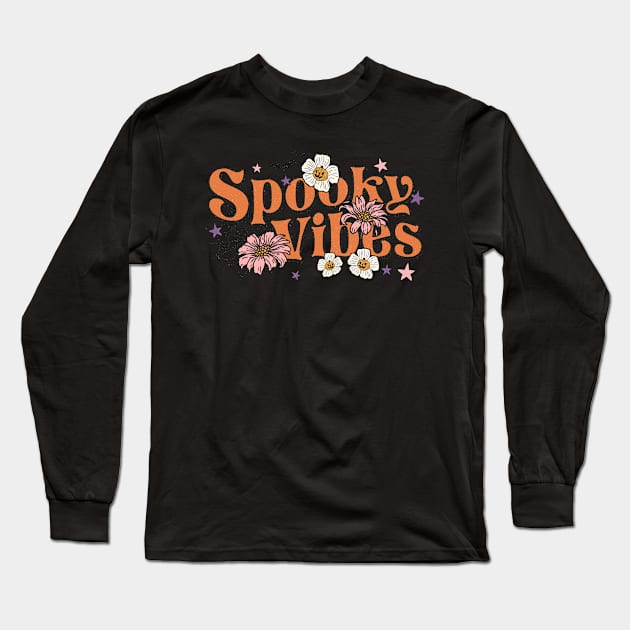 Spooky Vibes Halloween Long Sleeve T-Shirt by Myartstor 